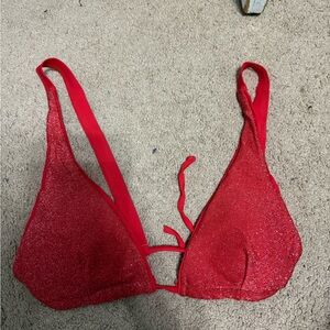 SHEIN Sparkling Red Bikini Top